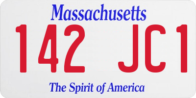 MA license plate 142JC1