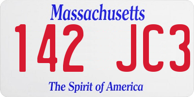 MA license plate 142JC3