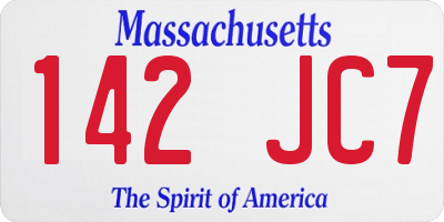 MA license plate 142JC7
