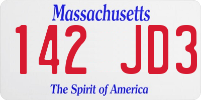 MA license plate 142JD3