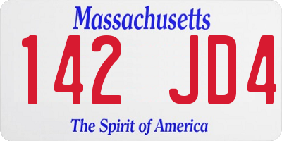MA license plate 142JD4