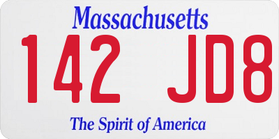 MA license plate 142JD8