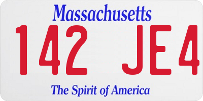 MA license plate 142JE4