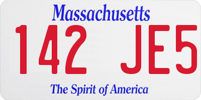 MA license plate 142JE5