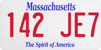 MA license plate 142JE7