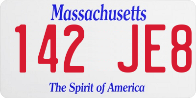 MA license plate 142JE8
