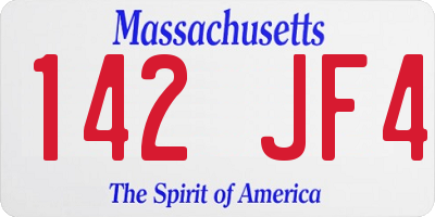 MA license plate 142JF4
