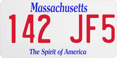 MA license plate 142JF5