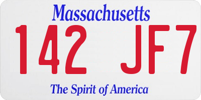MA license plate 142JF7