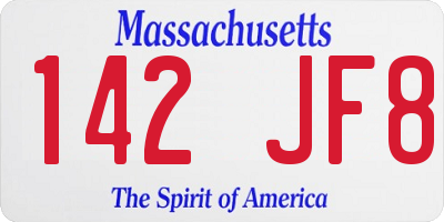 MA license plate 142JF8