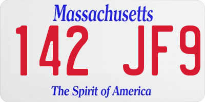 MA license plate 142JF9