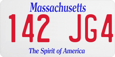 MA license plate 142JG4