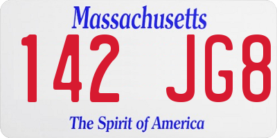 MA license plate 142JG8