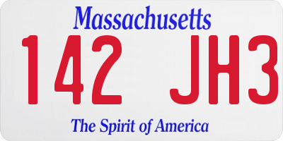 MA license plate 142JH3
