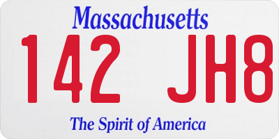 MA license plate 142JH8
