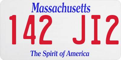 MA license plate 142JI2