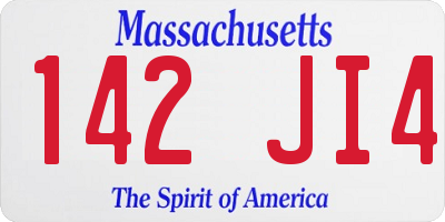 MA license plate 142JI4