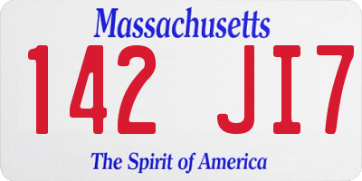 MA license plate 142JI7