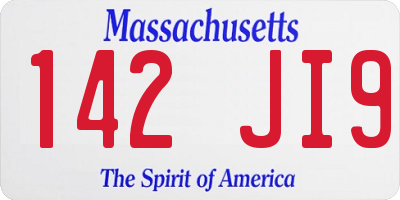 MA license plate 142JI9