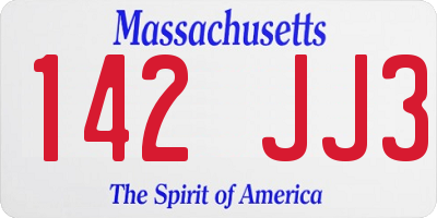MA license plate 142JJ3