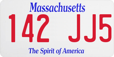MA license plate 142JJ5