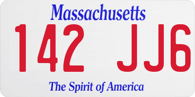 MA license plate 142JJ6