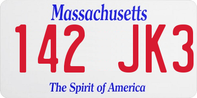 MA license plate 142JK3