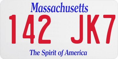 MA license plate 142JK7