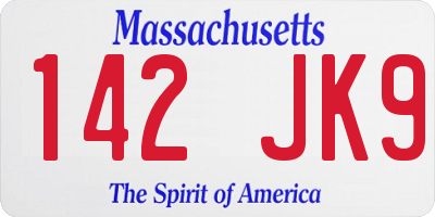 MA license plate 142JK9