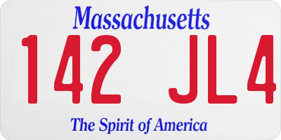 MA license plate 142JL4