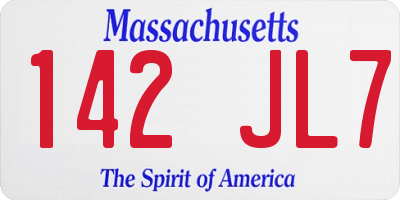 MA license plate 142JL7