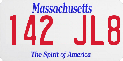 MA license plate 142JL8