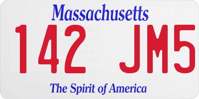 MA license plate 142JM5