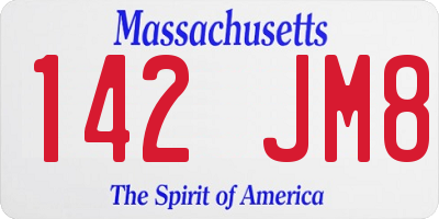 MA license plate 142JM8