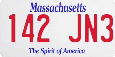 MA license plate 142JN3