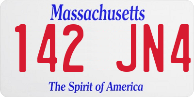 MA license plate 142JN4