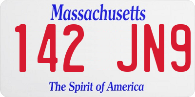 MA license plate 142JN9
