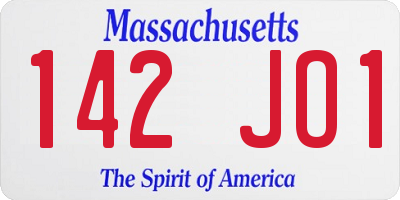 MA license plate 142JO1