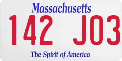 MA license plate 142JO3