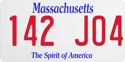 MA license plate 142JO4