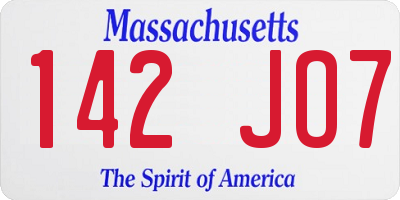 MA license plate 142JO7