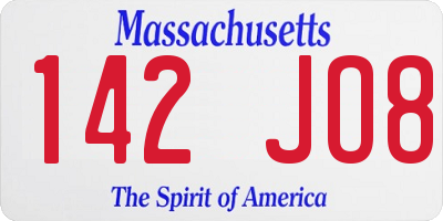 MA license plate 142JO8