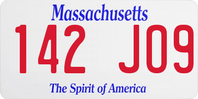 MA license plate 142JO9
