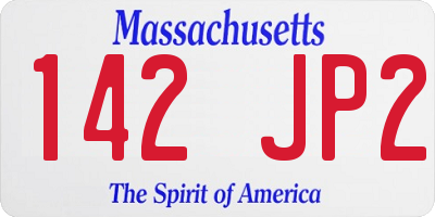 MA license plate 142JP2