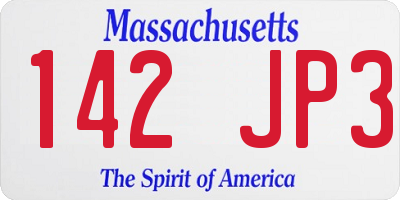 MA license plate 142JP3