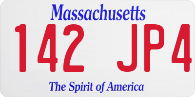 MA license plate 142JP4