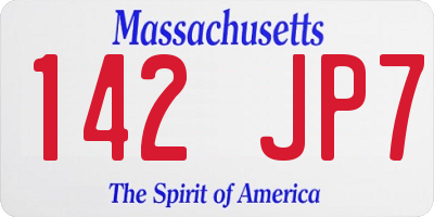MA license plate 142JP7