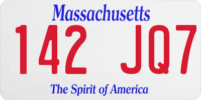 MA license plate 142JQ7