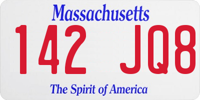 MA license plate 142JQ8