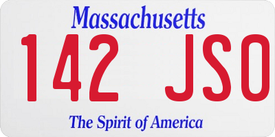 MA license plate 142JS0